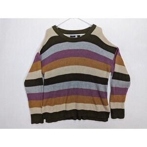 Daytrip Pullover Sweater Top Size L Stripe Knit Acrylic Blend Multicolor